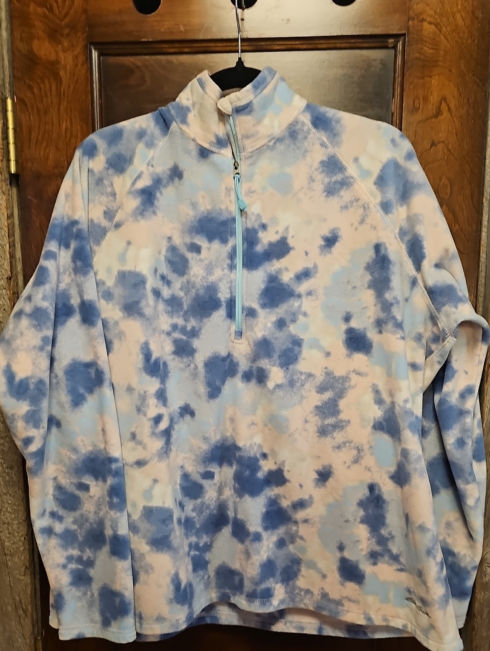 Eddie Bauer Tie-Dye Quarter-Zip Sweater - Blue & Cream